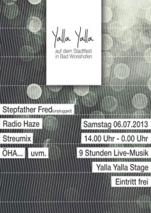 Flyer zur Yalla Yalla Bühne auf dem Stadtfest in der Fußgängerzone